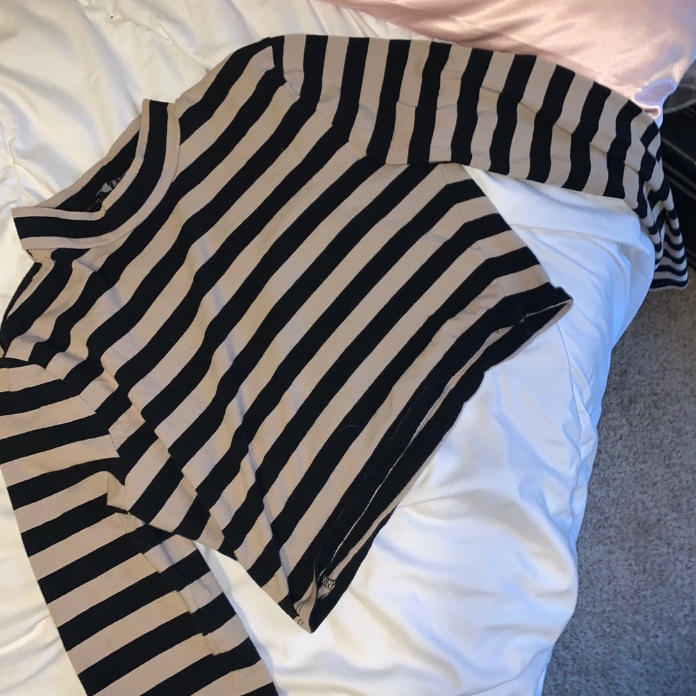 Striped Turtle neck crop top